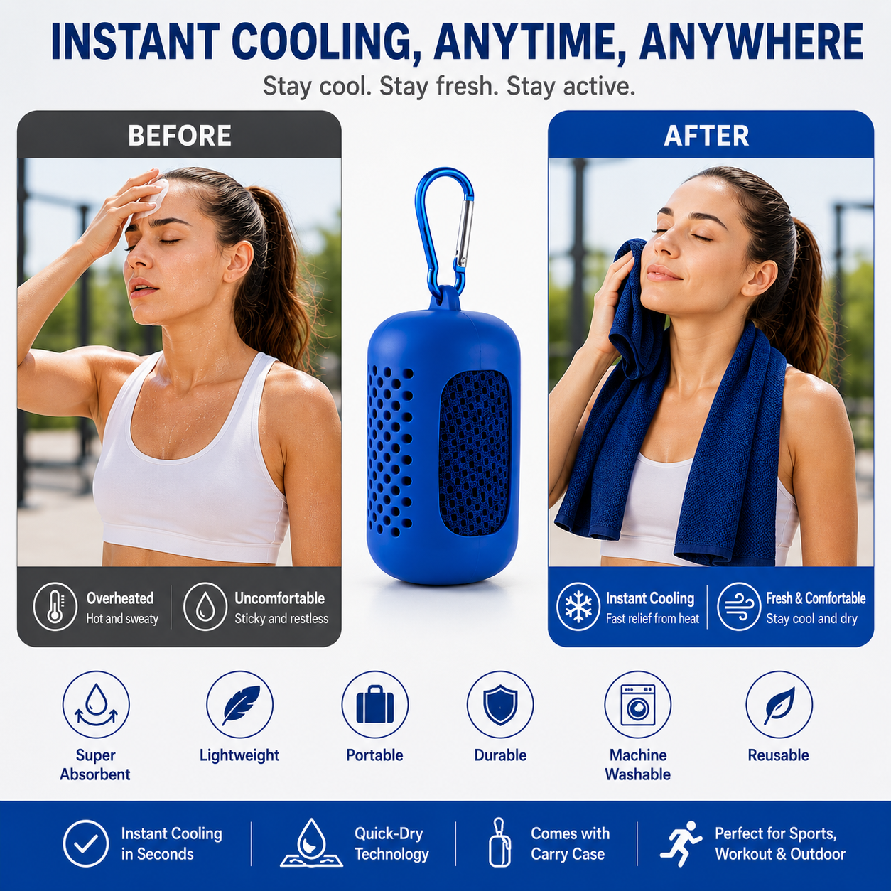 Cooling Quick-Dry Sports Towel for Gym and Outdoor